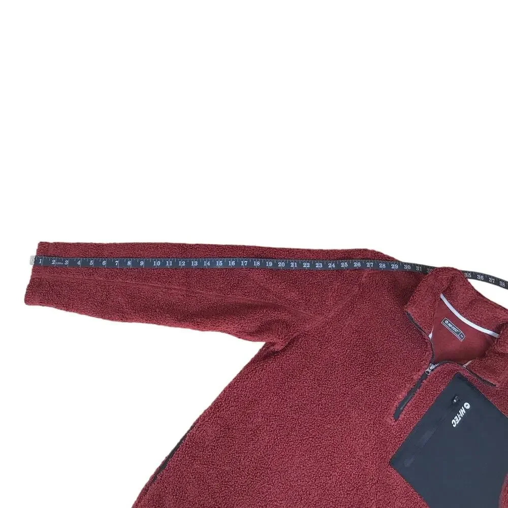 Hi-Tec Fleece Pullover Men’s Medium Maroon Red 1/4 Zip Outdoor Winter Cozy